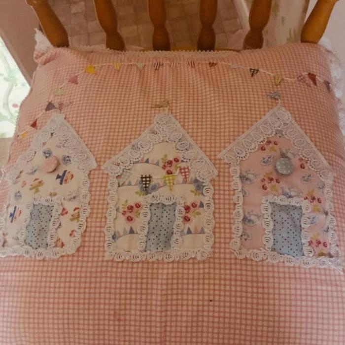 Handmade Sofa Cushion With Cute Houses